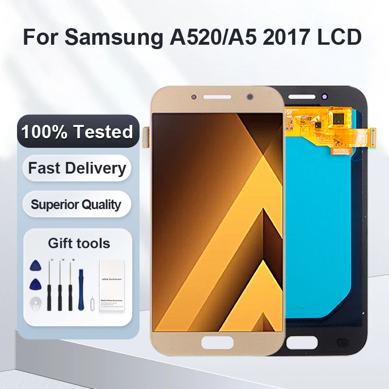 ЖК-дисплей Amoled A520 для Samsung Galaxy A5 2017 с сенсорной панелью и дигитайзером в сборе A520M A520F, 1 шт., бесплатная доставка