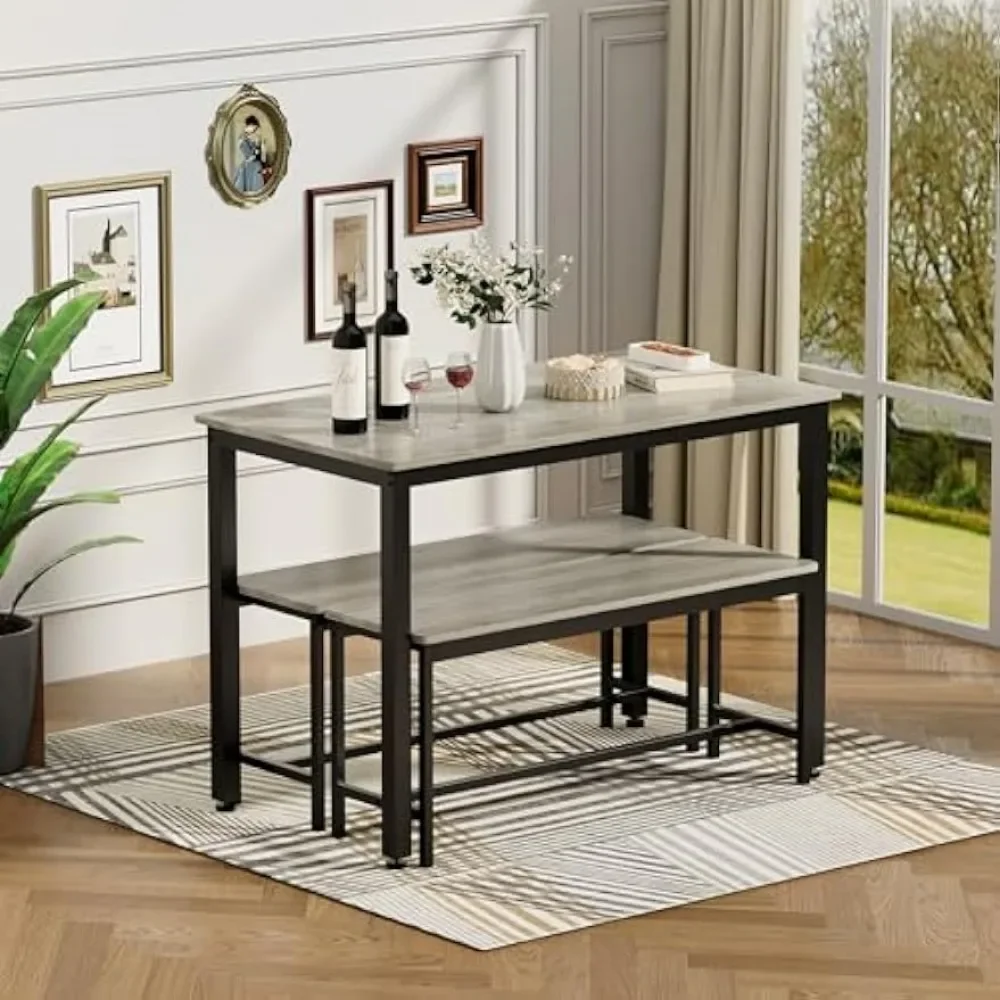 Обеденный стол Set4 для 4 человек 43.3 в фотостудии с 2 скамейками 4-6 модный набор