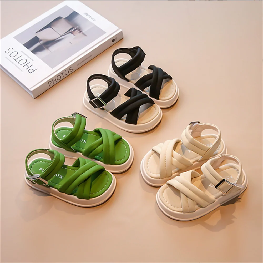 

Girls' Sandals Open Toe Three Color Preschool Children's Sandals Summer Daily Anti slip 23-37 Comfortable Children's Flat Shoes