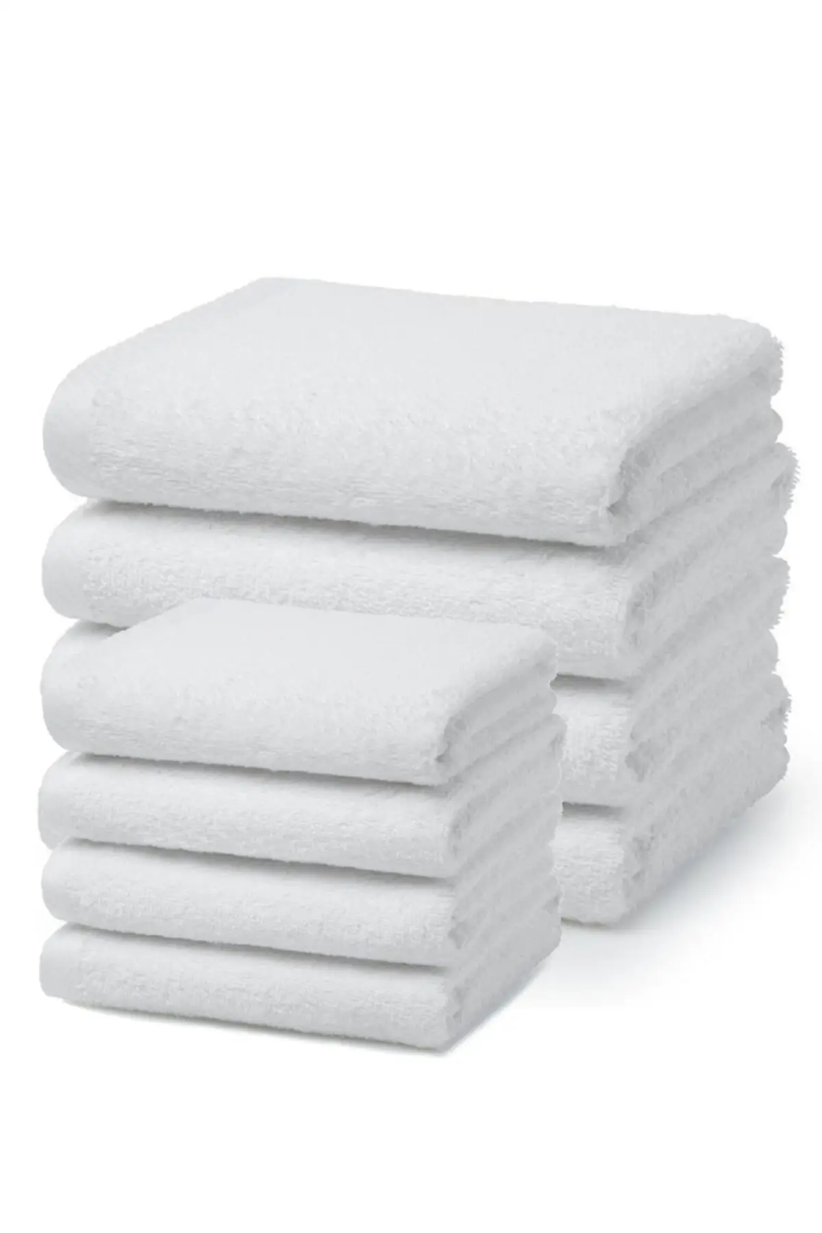 Hotel Group 100 Cotton Bath & Head Towel 8'li Seti 4 PCs 70x140 Cm 4 Pcs 50x90 Cm-White