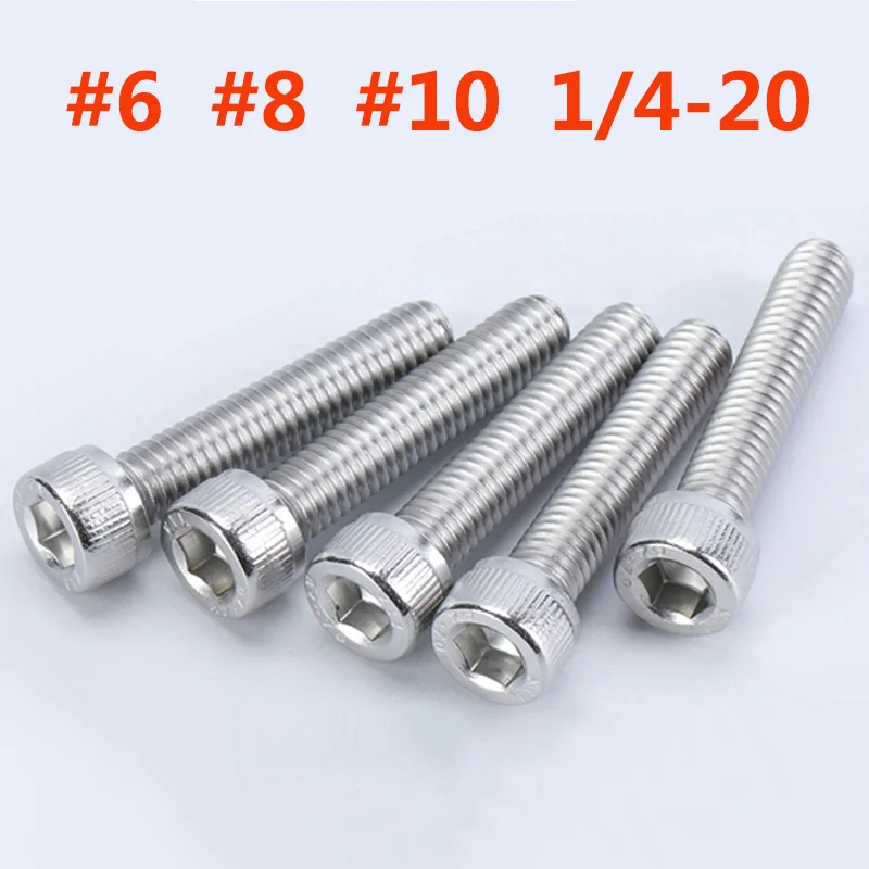 10 шт. #6 #8 #10 1/4 5/16 UNC 304 винт из нержавеющей стали американского стандарта с