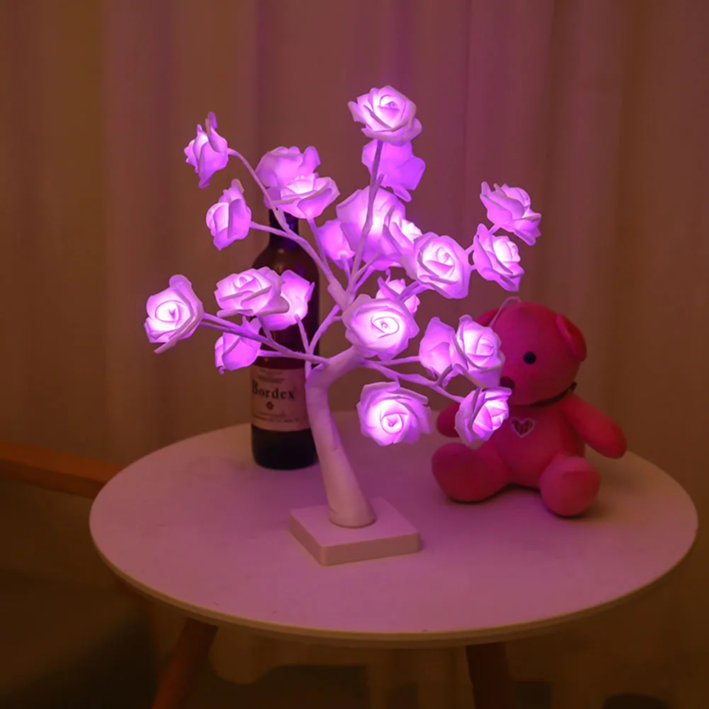

LED Simulation Rose Flower Branch Lights Glowing Rose Tree Night Lamp for Home Wedding Valentines Day Layout Prop