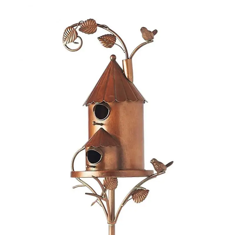 

Bird Resting Place Metal Birdhouse Exquisite Waterproof Garden Stakes Bird Cage Durable Garden Stake Art Hummingbird House