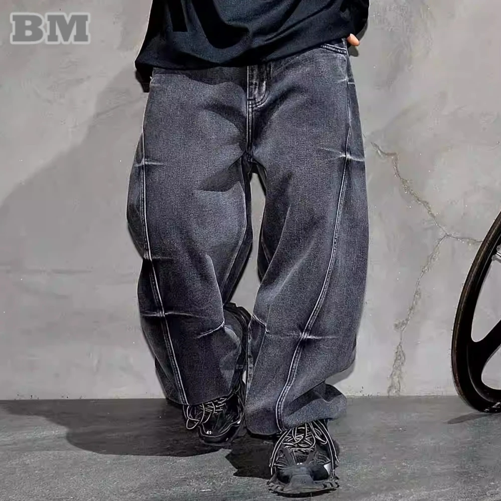 Высококачественные мешковатые джинсы в стиле хип-хоп для мужчин американская