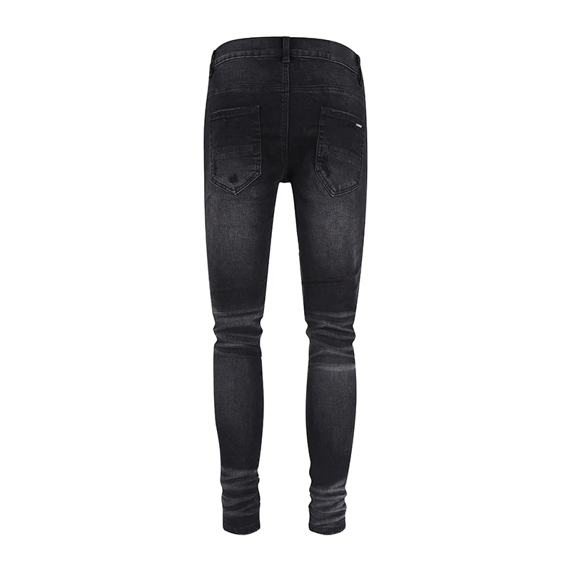 AM Fashion Brand Men's Jeans High Quality Slim Skinny Stretch Ripped Patch Pants Luxury Streetwear Harajuku Denim Trouser