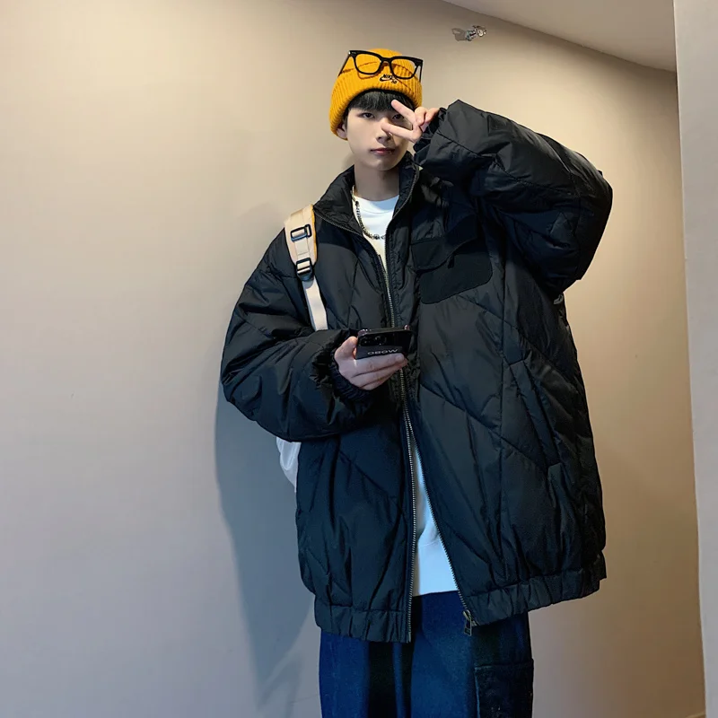 Winter Jacket Men Warm Fashion Casual Thickened Plaid Jacket Men Streetwear Korean Loose Thick Short Coat Mens Parker M-2XL