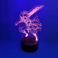 new 3d led night light game genshin impact anime figure razor 16 colors lamp for bedroom illusion desk decor kid birthday gift