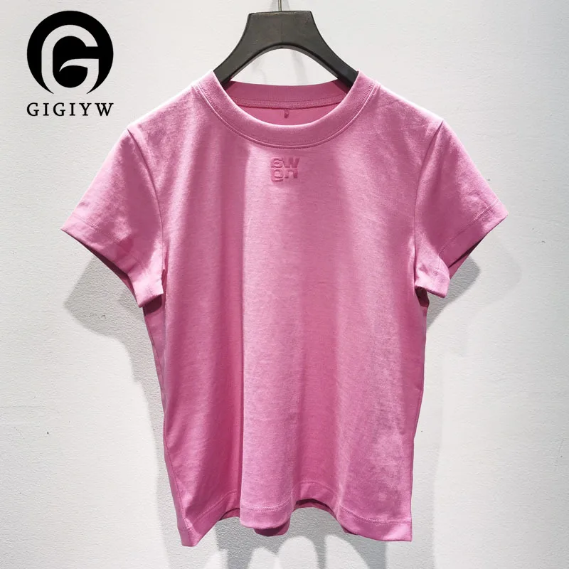 

GIGIYW Product Letter Printing Short Sleeve Cotton Versatile T-shirt Wang Women 2022 Designer Brand