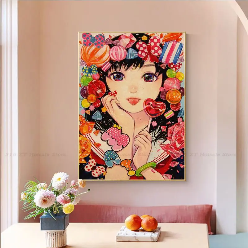 Постер с изображением девушки конфет сделай сам принты из крафт-бумаги и плакаты