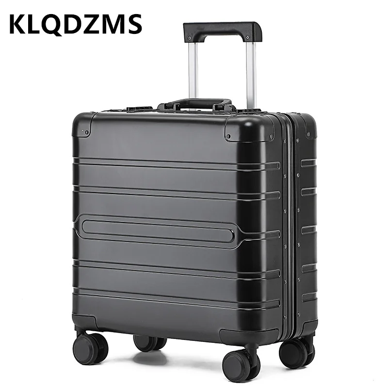 KLQDZMS All-aluminum Business Luggage Portable 18-Inch Trolley Case Universal Wheel Boarding Case Computer Suitcase Female