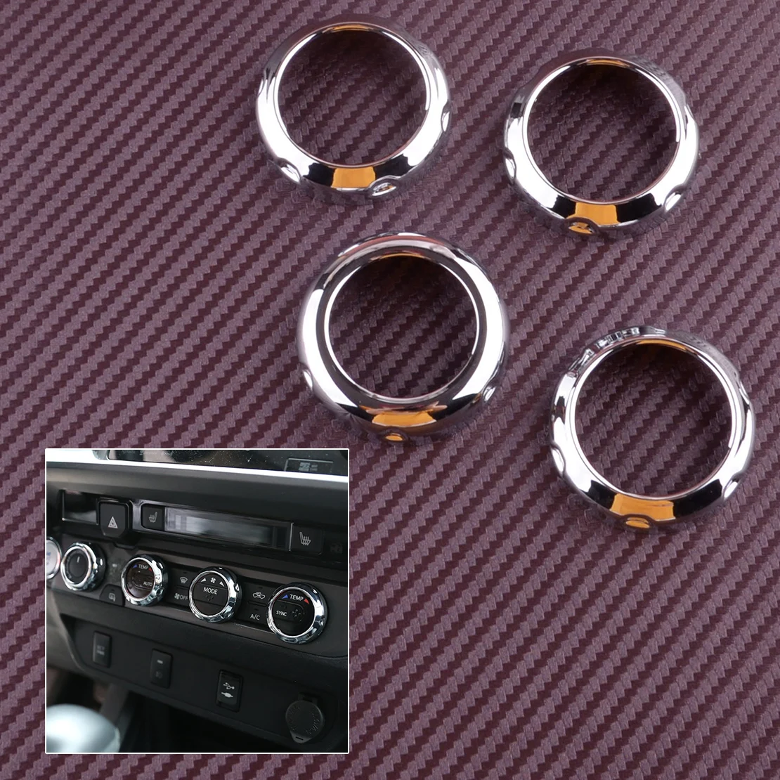 

4Pcs Car Central Control Knob Ring Decorative Trim Cover Chrome ABS Fit for Toyota Tacoma 2020 2019 2018 2017 2016
