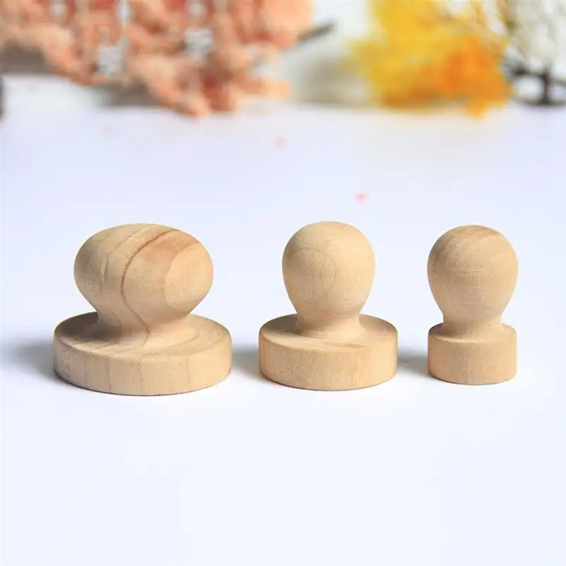 

5pcs Stamp Wooden Round Handle DIY Stamp For Scrapbooking Craft Diary Solid Wood Round Handle Seal Handle