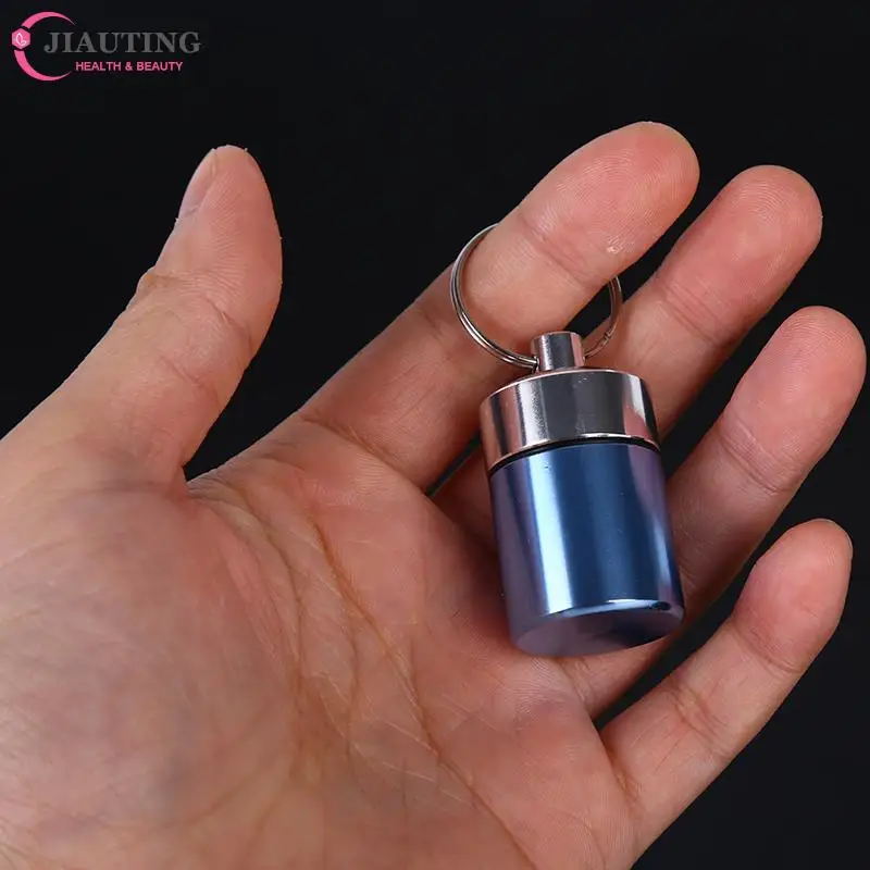 

Mini Metal Waterproof Alloy Pill Box Case Bottle Drug Holder Container Keychain Medicine Box Health Care For Travel