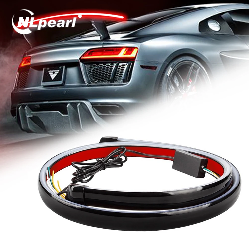 

Светодиодный спойлер Nlpearl 12 в 120 см Светильник Универсальный Задний спойлер, автомобильный третий стоп-сигнал, стоп-сигнал, черный, углеродн...