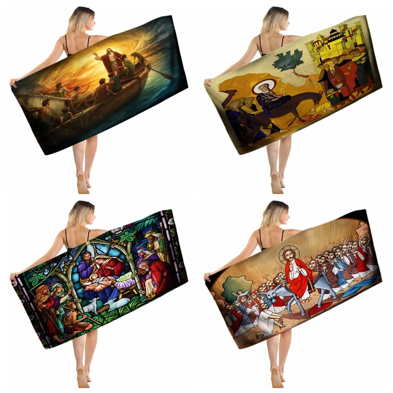 

Jesus Calms Tempest En Jerusalem Christmas Nativity Stained Glass Happy Palm Sunday Orthodox Quick Drying Towel By Ho Me Lili