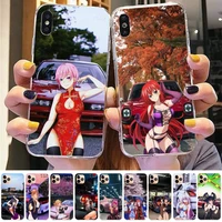 anime girl jdm sports car drift phone case for iphone 11 12 13 mini pro xs max 8 7 6 6s plus x 5s se 2020 xr cover