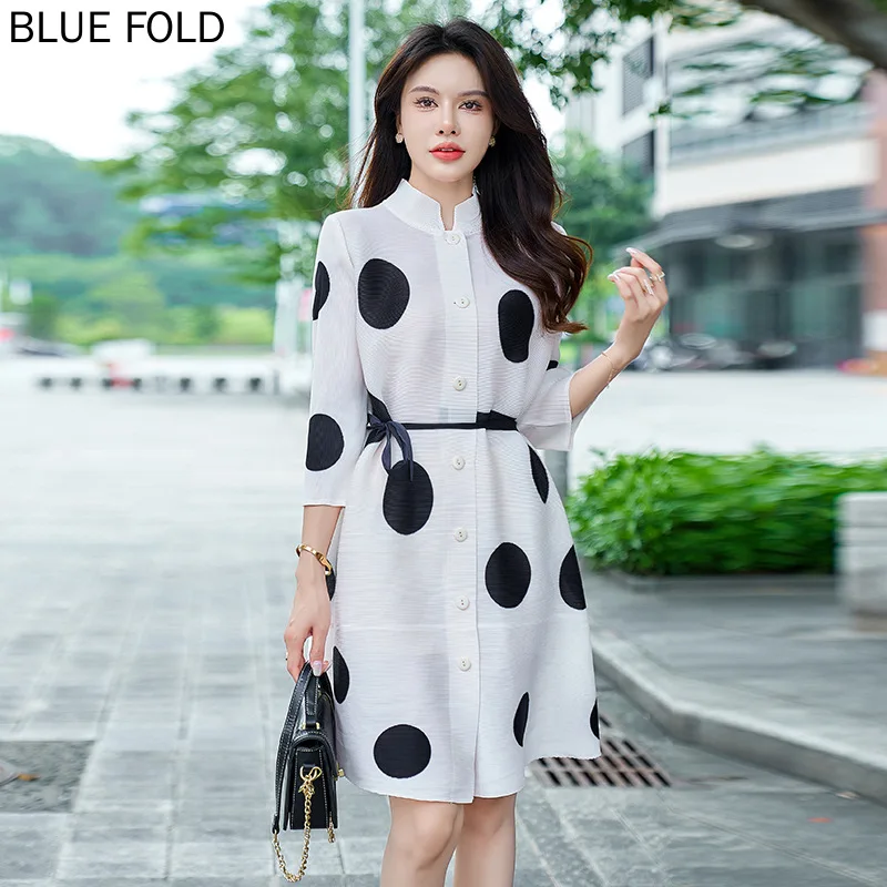 Плиссированное платье Miyake для женщин повседневный ветер высокое качество рукава