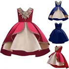 От 2 до 10 лет Детское платье без рукавов с V-образным вырезом и золотой вышивкой