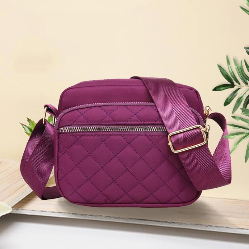 

Unique Female Shoulder Bag Vintage Ladies Canvas Solid Color Checker Crossbody Bag Canvas Phone Storage Large Capacity Handbags