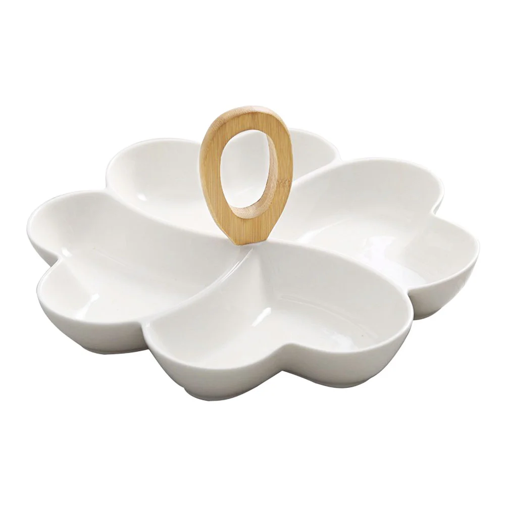 

Serving Tray Ceramic Plate Appetizer Snack Divided Platter Candy Condiment Set Dip Chip Fruit Holder Restaurant Box Decorative