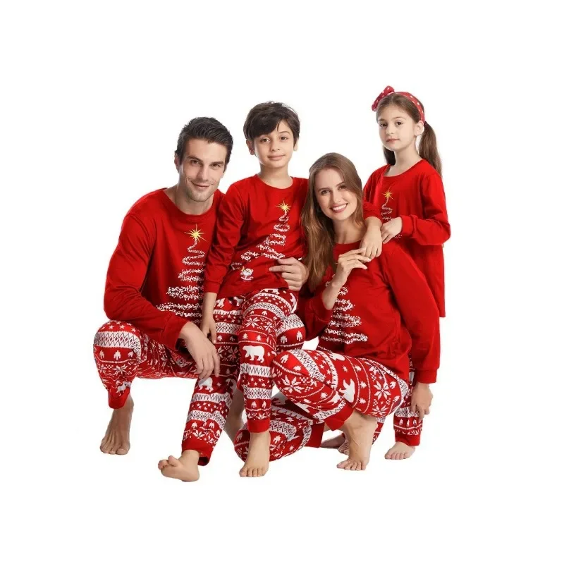 

2023 Family Matching Outfits Red Christmas Pajamas Sets Father Mother Daughter and Son Pyjamas Aldult Kids Xmas Family Clothing