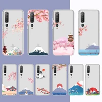 fhnblj japan fuji mountain cherry blossom phone case for redmi note 5 7 8 9 10 a k20 pro max lite for xiaomi 10pro 10t
