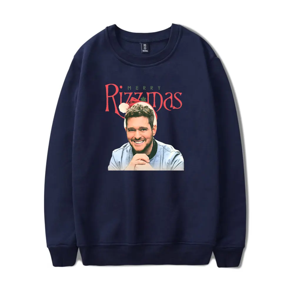 Майкл Бuble Merry Rizzmas с круглым вырезом унисекс уличная одежда длинными рукавами