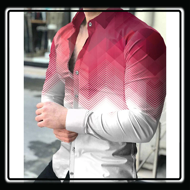 

Luxury Men Shirts Turn-down Collar Buttoned Shirt Long Sleeve Tops Mens Clothes Club Prom Cardigan Print Designer Lattice Casual