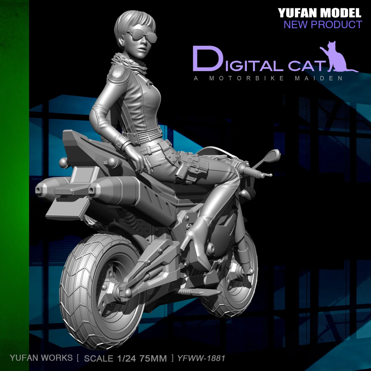 

YuFan Model 1/24 Resin Kits Cool girl and motorcycle set Resin soldier model self-assembled YFWW-1881