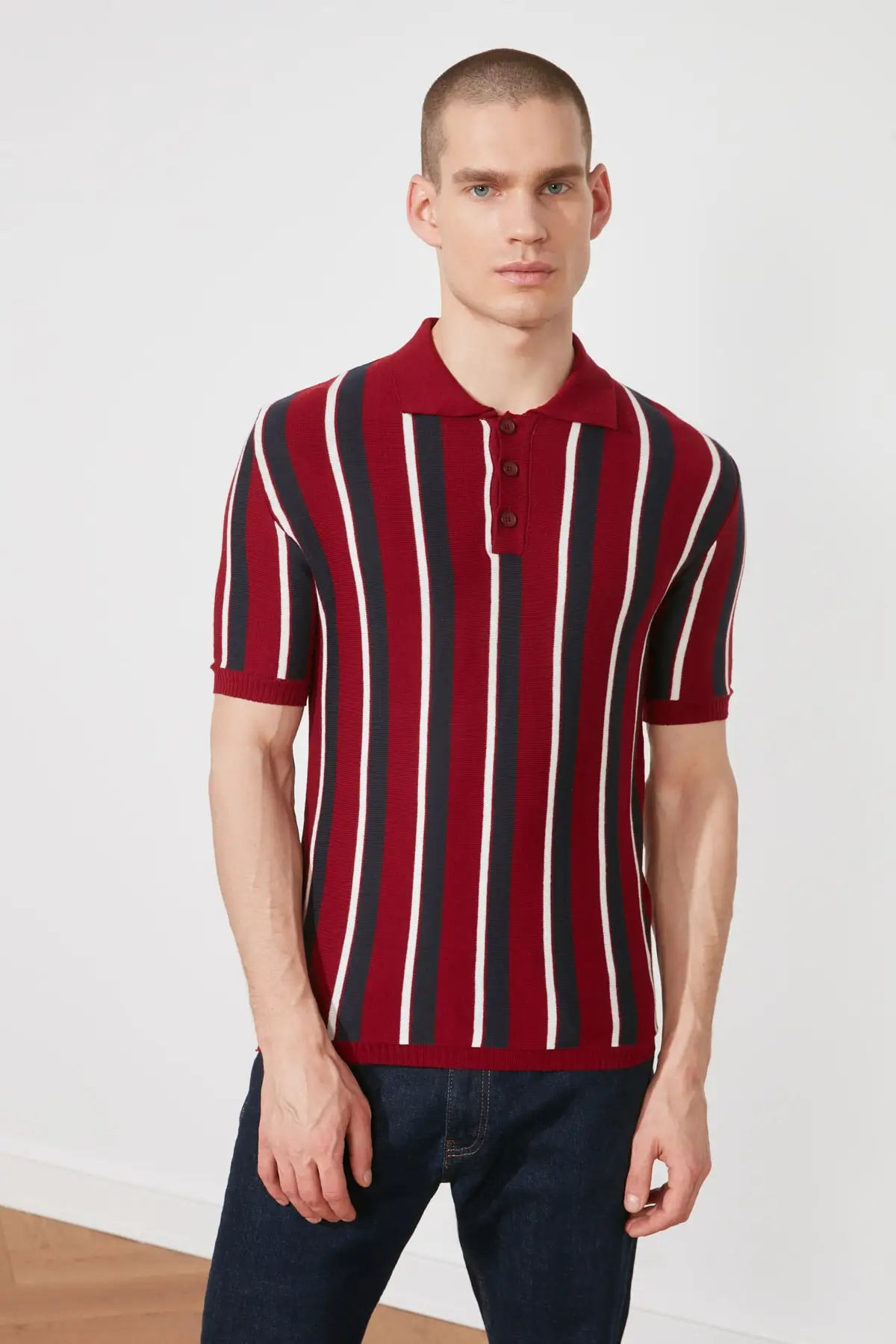 

Trendyol Mens Polo Collar Striped Tirko Polo Collar T-shirt TMNSS20PO0085