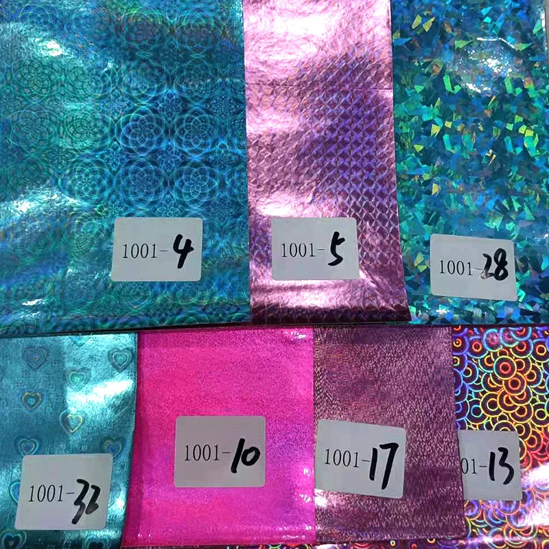 

46x135cm Holographic Glossy Metallic Laser Reflective Effect PU Faux Leather Fabric Sheet For Making Cover/Craft