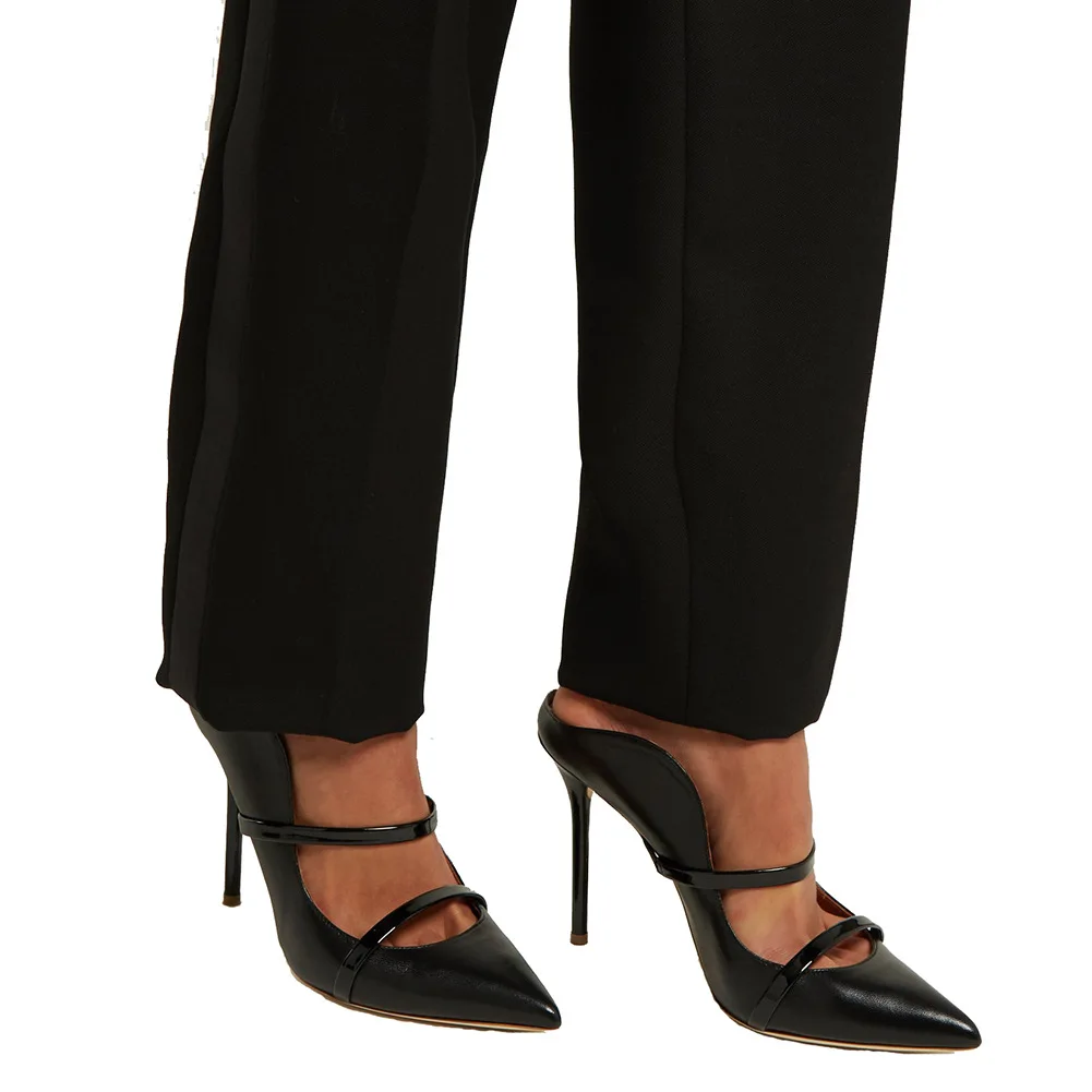 Дизайнерские туфли-лодочки на высоком каблуке с острым носком и узким ремешком