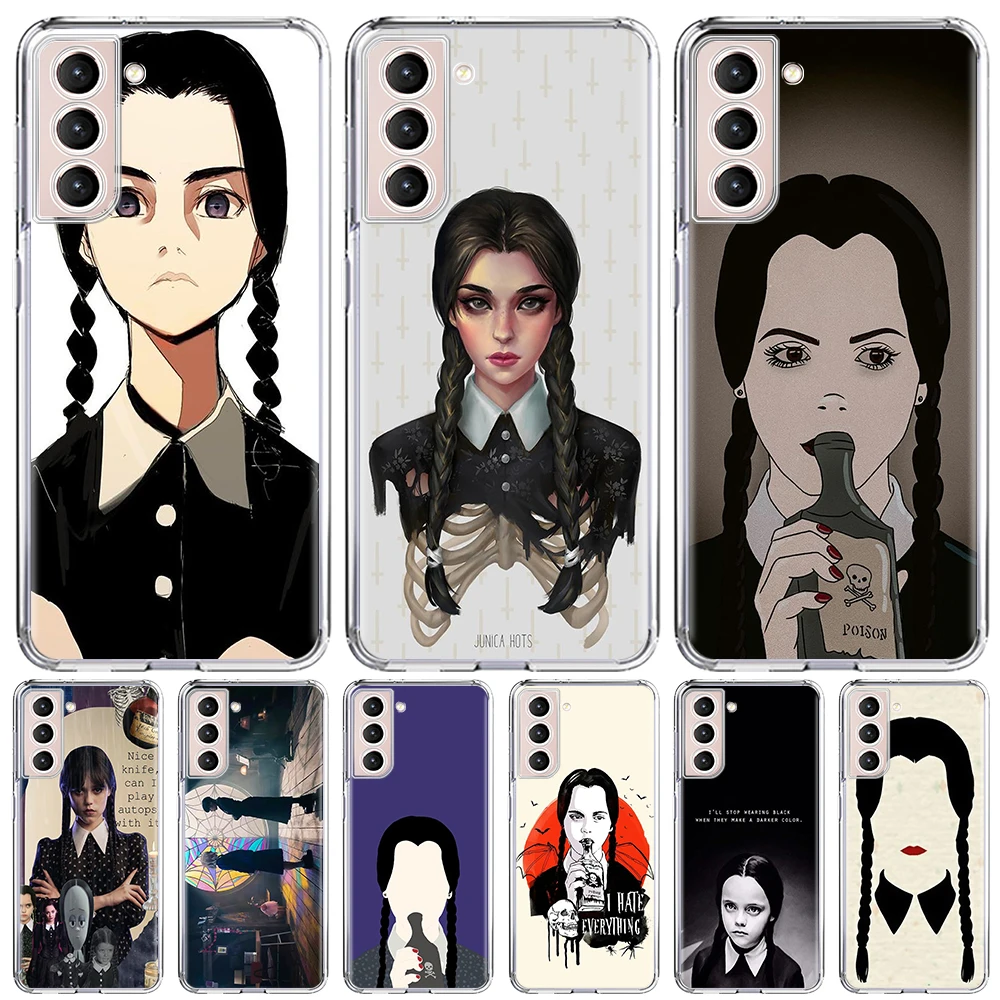 

Wednesday Addams Tv Case for Samsung Galaxy S22 Ultra S21 S20 FE Cases S10 5G S9 S8 Plus S10e S7 Edge Clear Soft Phone Cover