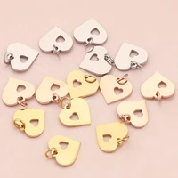 5pcs 1316mm gold hollow love heart stainless steel charms pendants for diy jewelry making findings supplies bracelets anklet