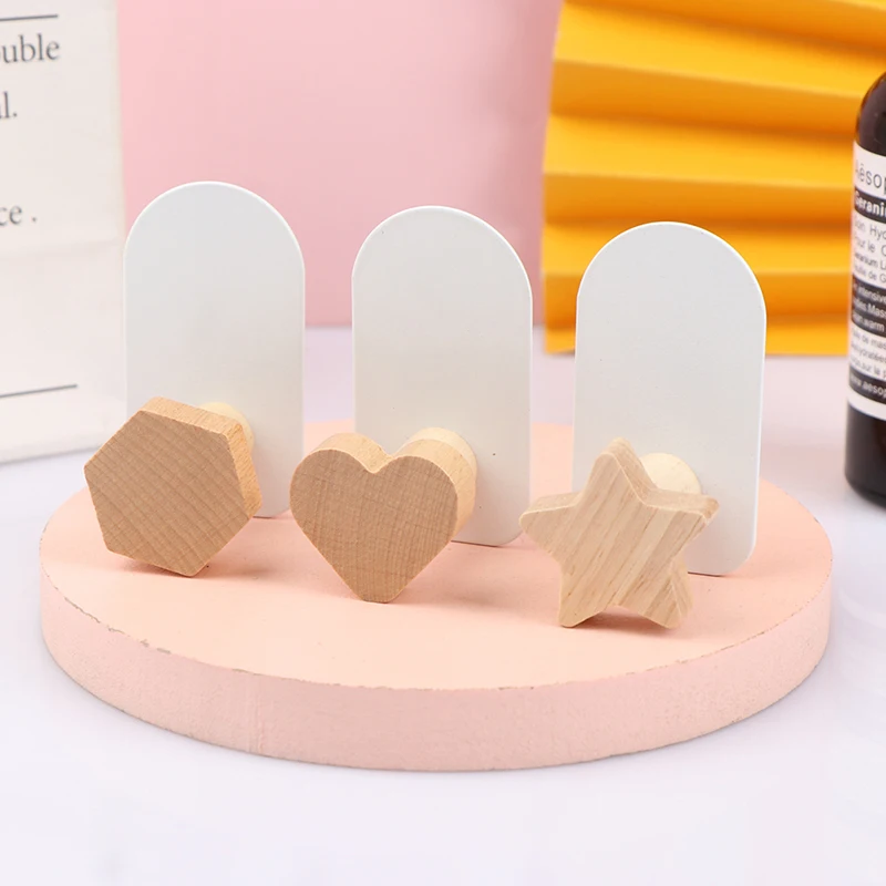 

Nordic Wood Wall Decorative Hanger Hooks Punching-free Behind-door Clothes Coat Bags Key Holder Hook Bathroom Tower Hook Rack