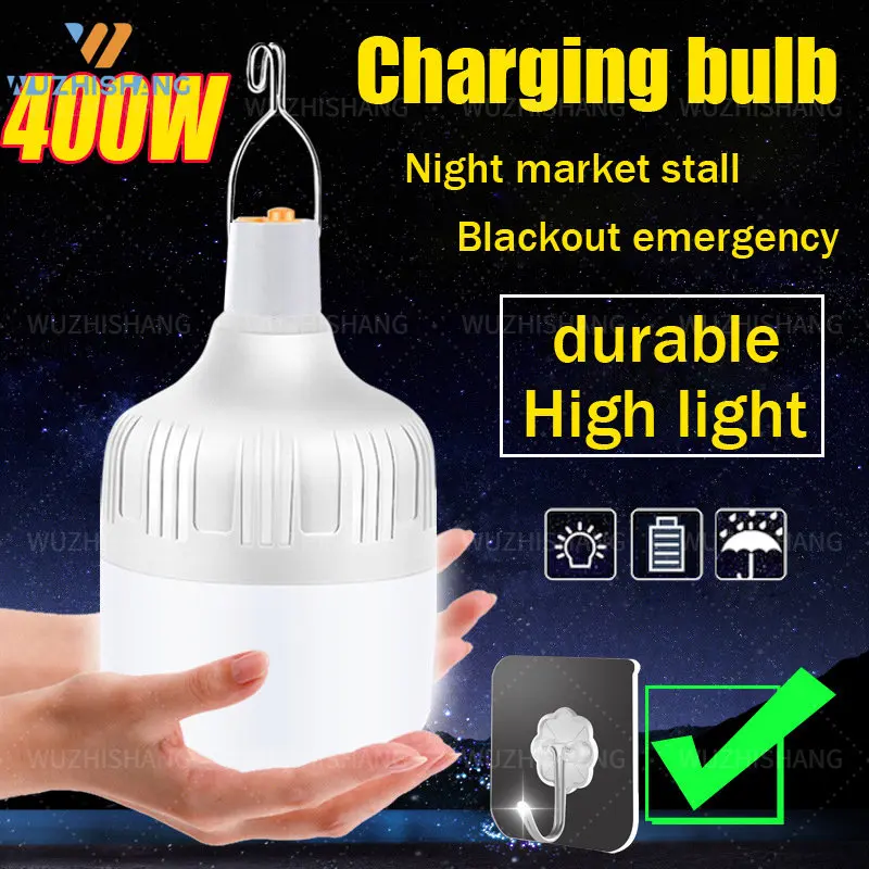 Portable Tent Lamp Battery Lantern Rechargeable Lamp BBQ Camping Light Outdoor Bulb USB LED Emergency Lights 400W