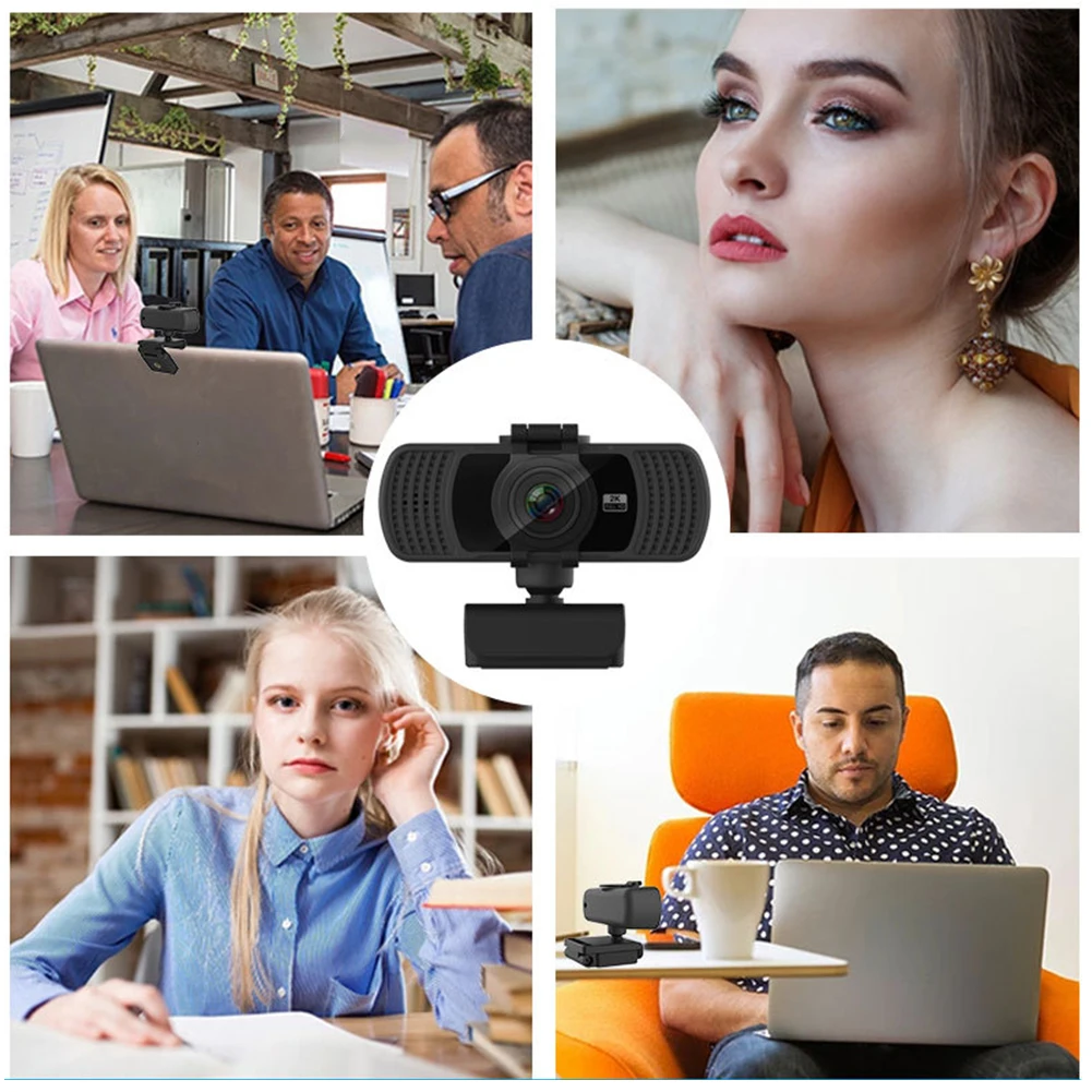 HD Webcam With Microphone Camera 360 Rotatable Privacy Cover Video Calling Auto Focusing Computer Conferences 2K 4MP 30fps |