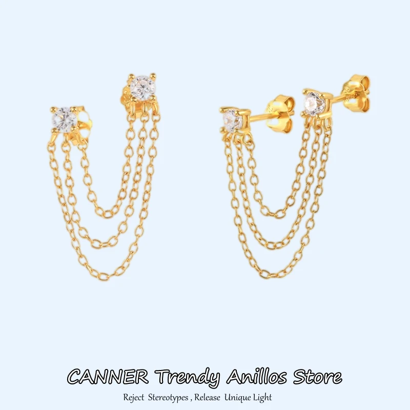 

Женские серьги-гвоздики из серебра 925 пробы с 3 цепочками