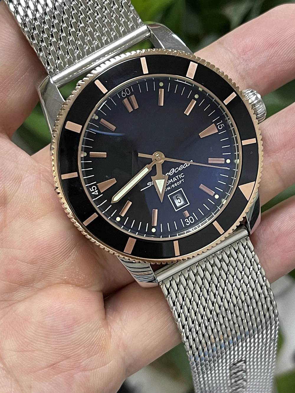 

mens SuperOcean mechanical watch automatic Black Blue ceramic