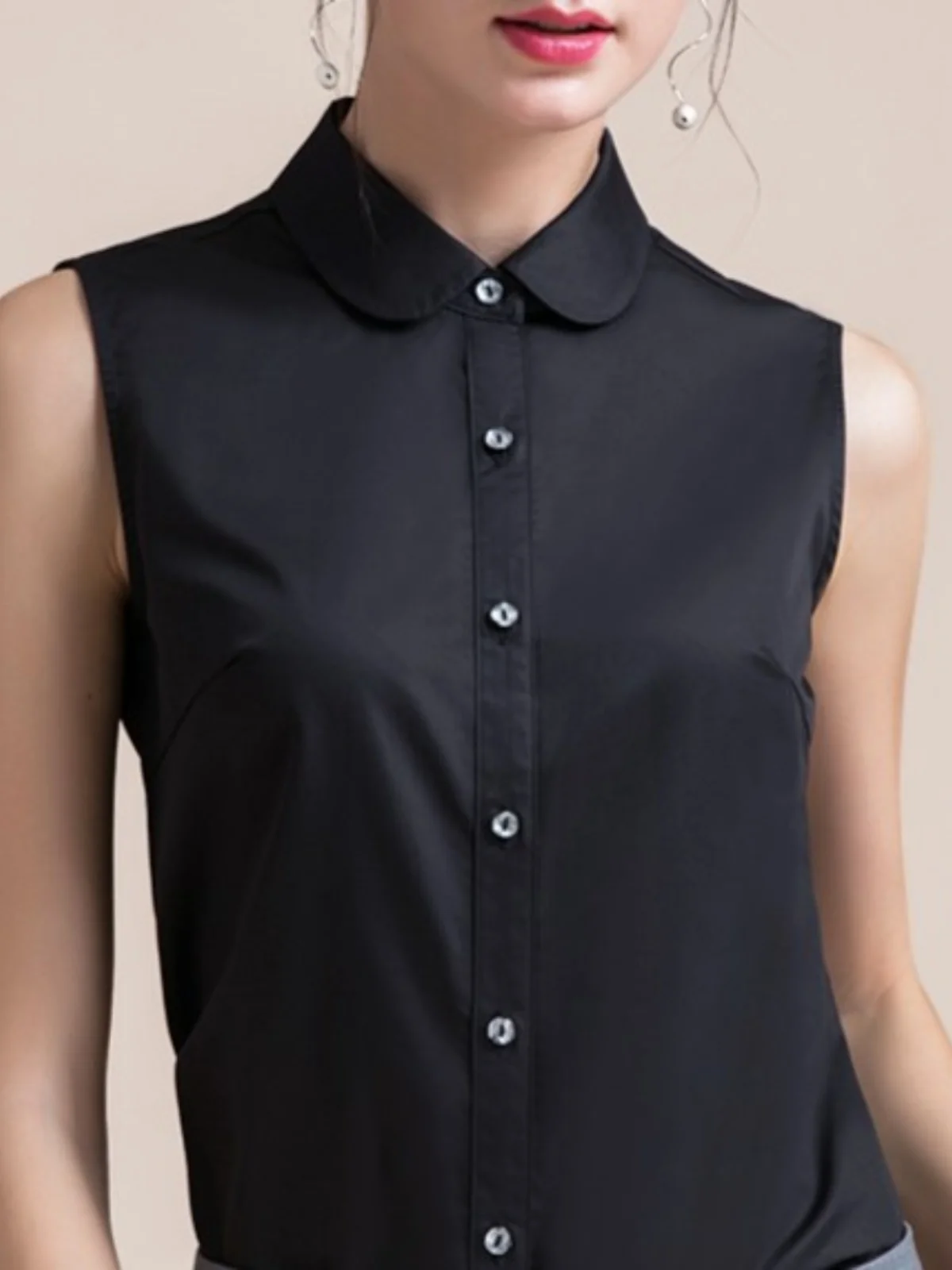 Рубашки без рукавов женские весенне-летние новые топы однотонные универсальные