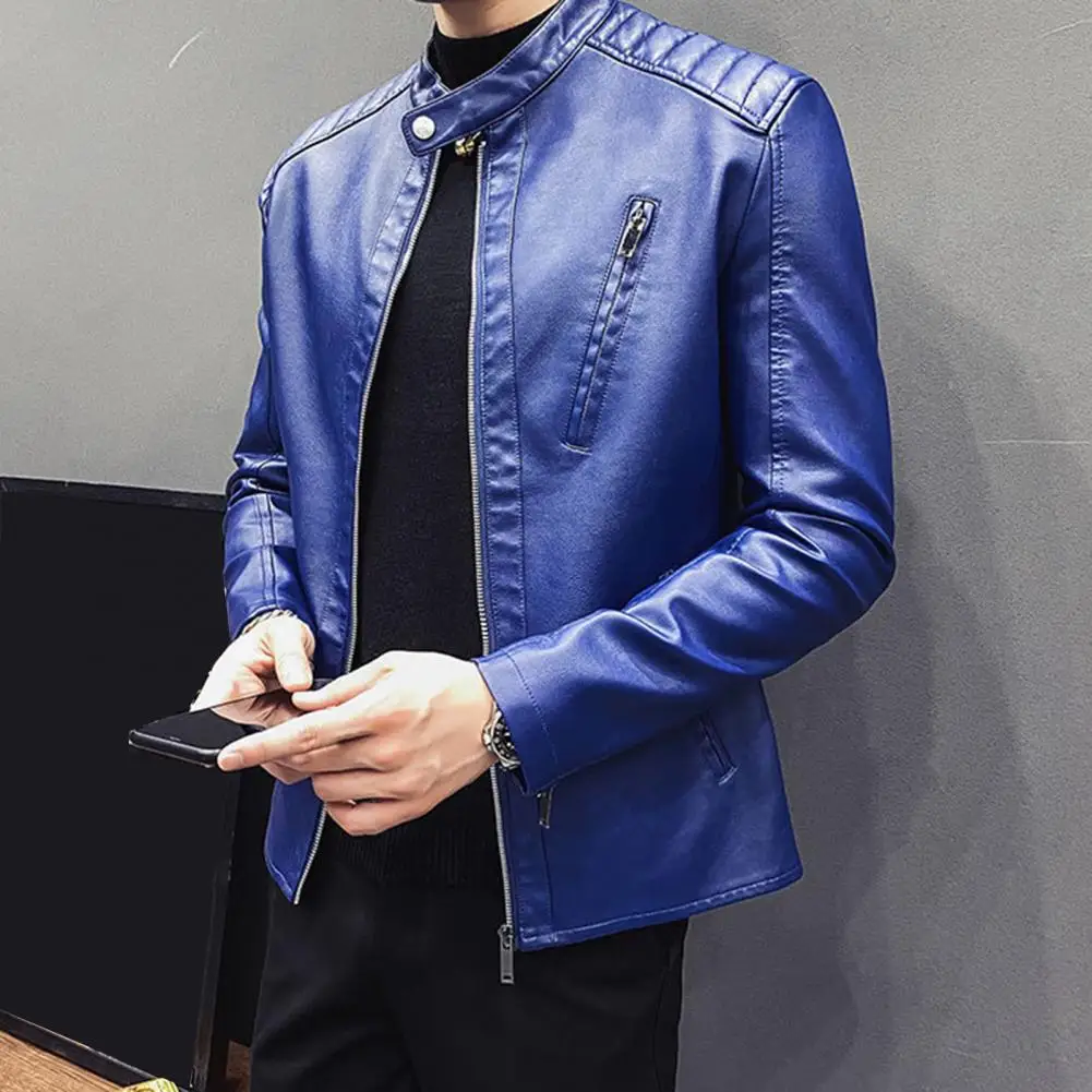 

Мужская куртка на молнии, однотонная куртка с тонкой строчкой