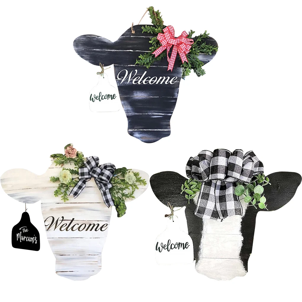 

Door Hanging Welcome Sign Porch Board Farmhouse Ornament Outdoor Decor Housewarming Art Craft Supplies Black White