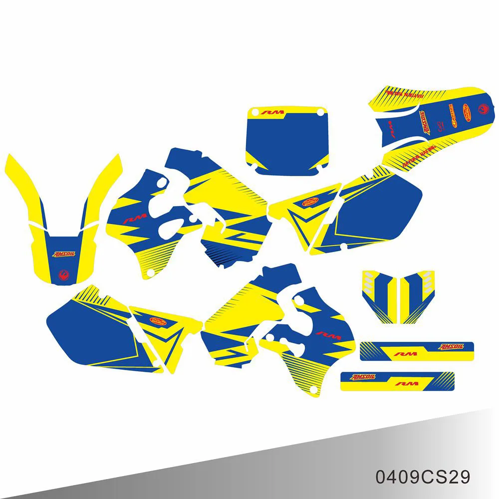 

Графические Наклейки для SUZUKI RM 125 250 RM125 RM250 1996 1997 1998, наклейки на задний план мотоцикла с индивидуальным номером