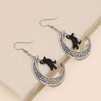 wiccan black bird moon earring creative gift for women festival jewelry charm celestial charm hippie fashion 2022 statement