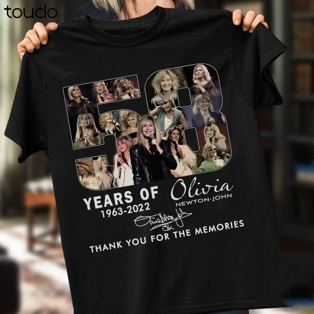 

Olivia Newton John 59 Years Signature Thank You T Shirt All Size Xs-5Xl Custom Gift Short Sleeve Funny Tee Shirts