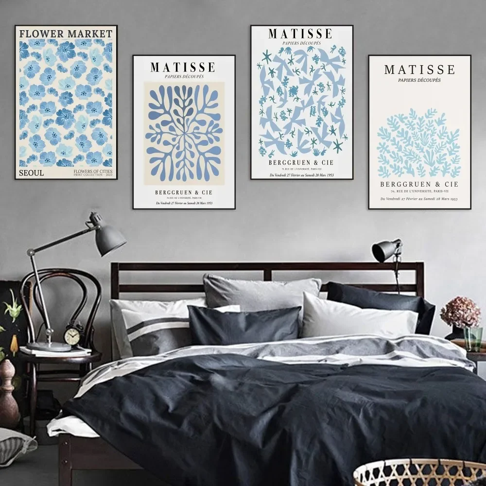 Синий цветок рынок Анри Матисс плакат самоклеящаяся Искусство ретро фотообои