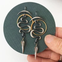 creative snake irregular geometric spiral earrings vintage gold silver color female awl small pendant earrings wholesale