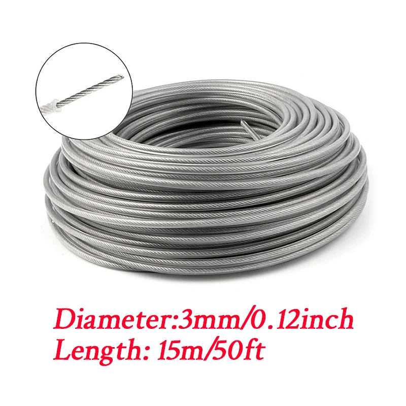 

LUSQI Триммерный трос нейлоновый стальной 2 мм/2,4 мм/2,7 мм/3 мм 5/10/15 м