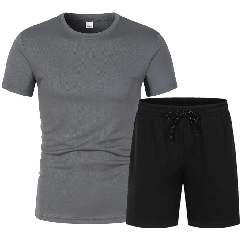 

2022 Summer New Men's Two Piece Sports Set Customizable Own Logo T-Shirt and Shorts Wholesale