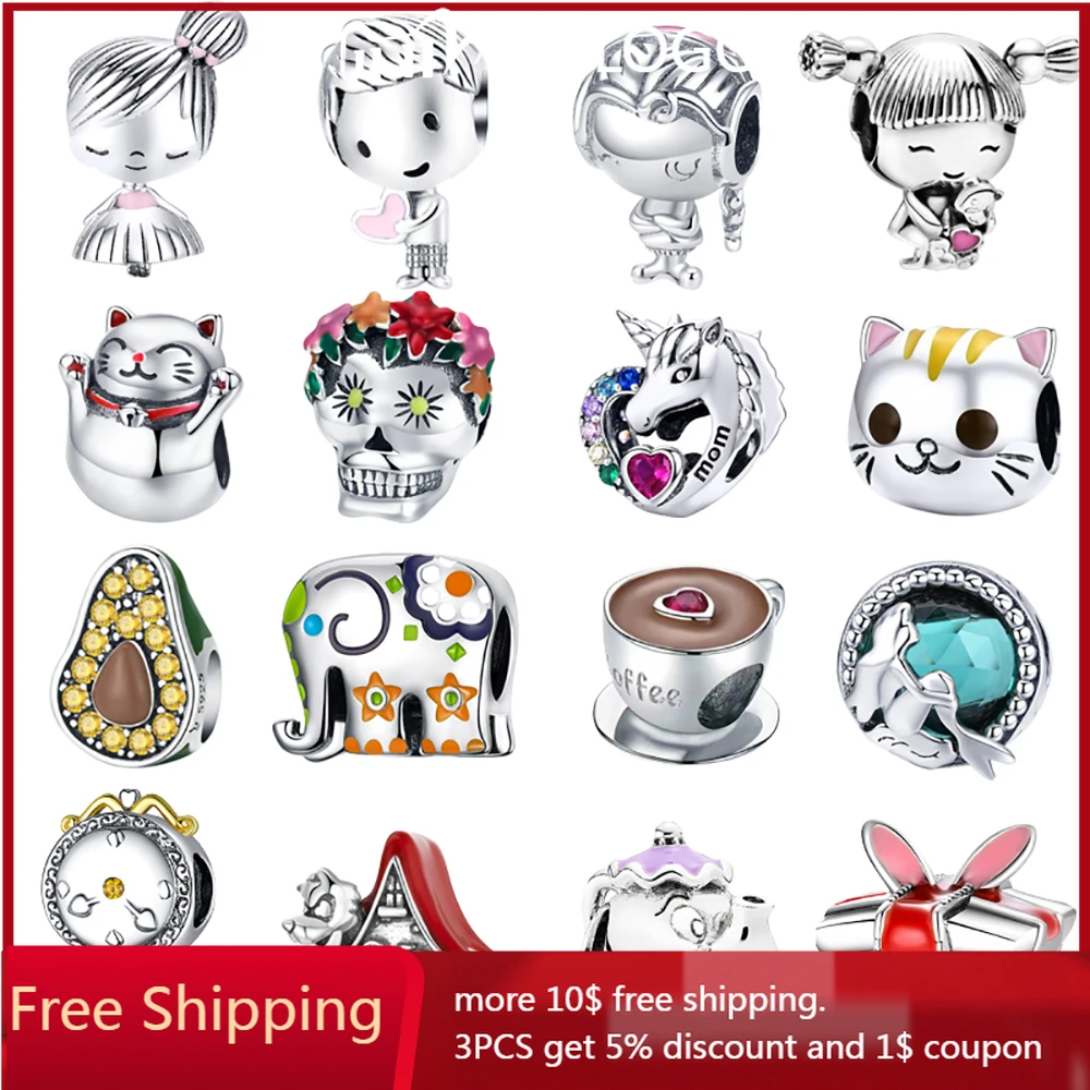 

Sale 925 Sterling Silver Elephant and Pendant Charm Fit Original Pandora Bracelet&Bangle Making Fashion DIY Jewelry For Women